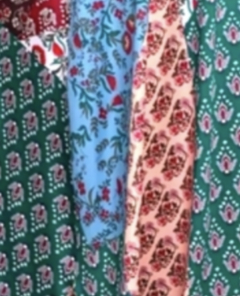 Patchwork Maxi Skirt Boho Print Red Green Blue - Picture 6 of 6